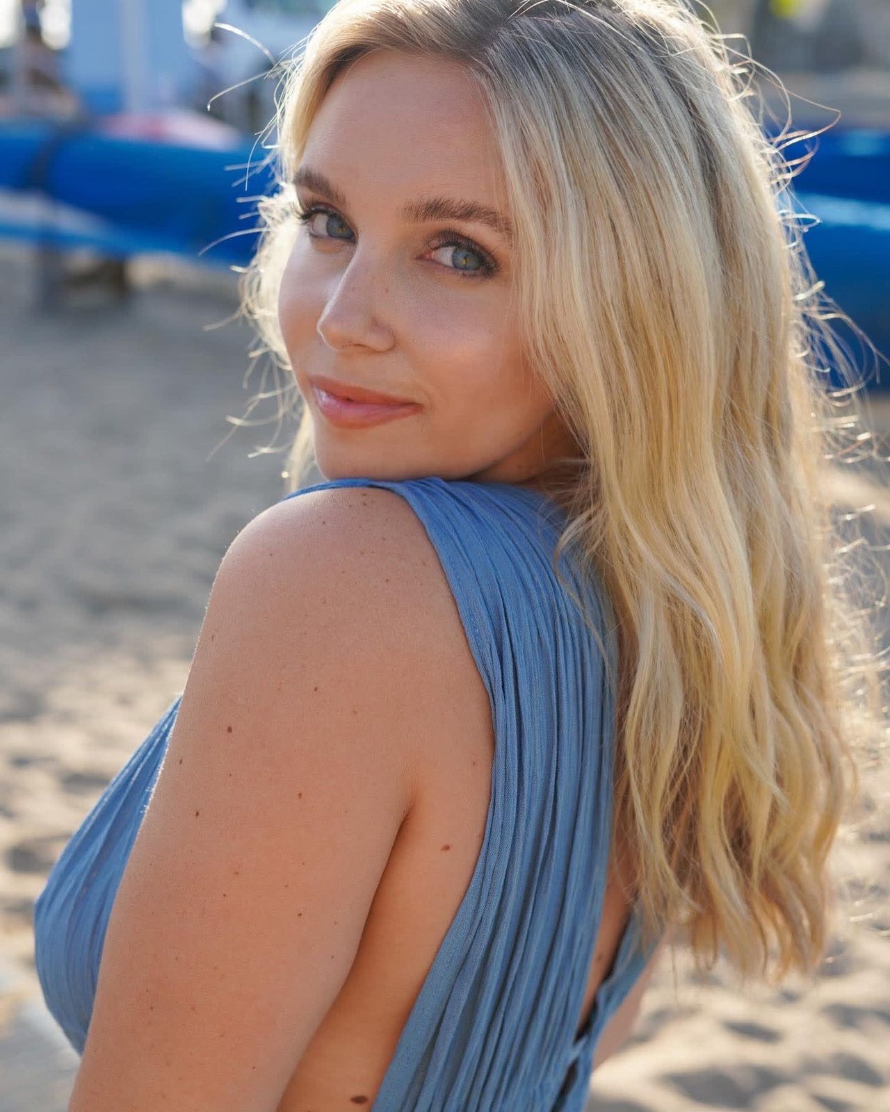 Blue dress beach portrait