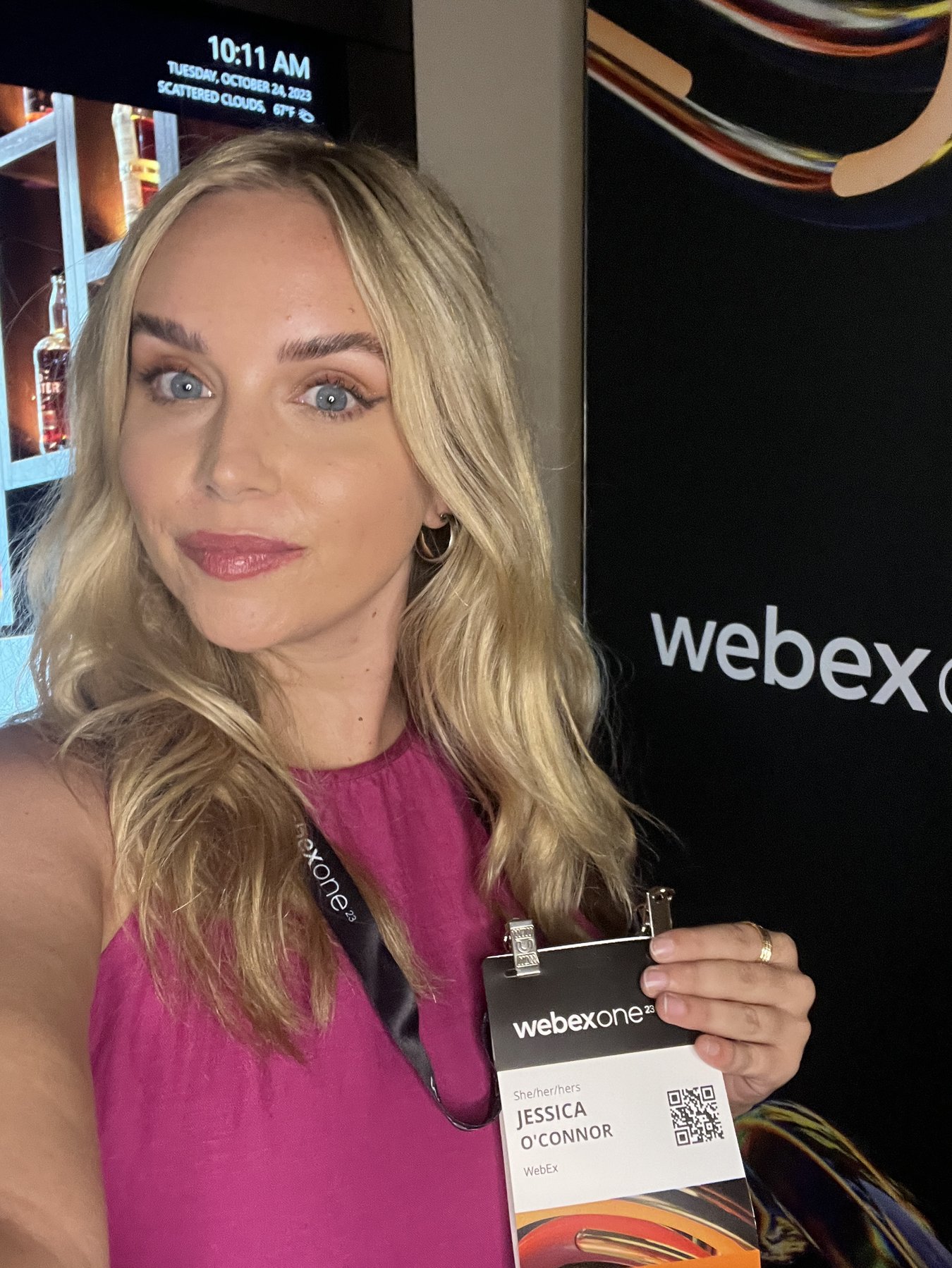 Jessica O'Connor with her WebexOne 2023 attendee badge