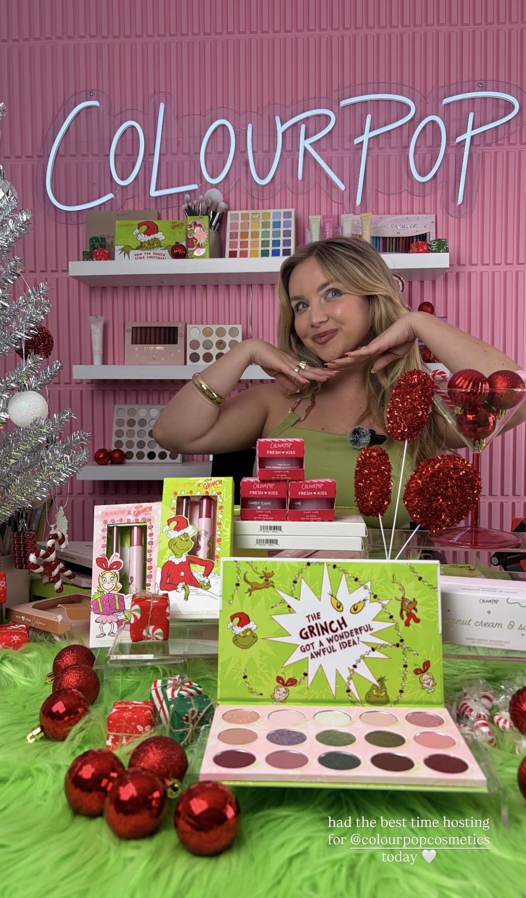 Live shopping the ColourPop x Grinch holiday collection